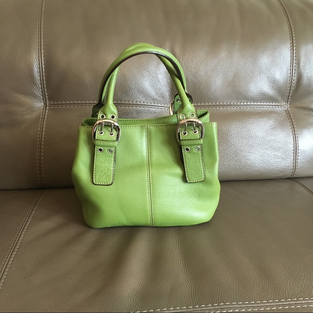 Tignanello Green Leather Bucket Bag - Picture 4 of 8